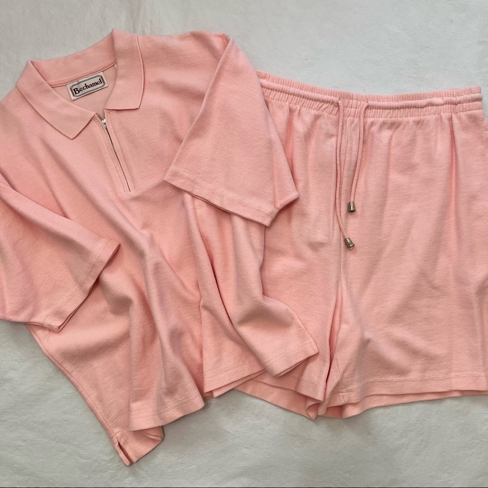 Bechamel Vintage 100% Cotton Pink Shorts & Shirt Set NWT